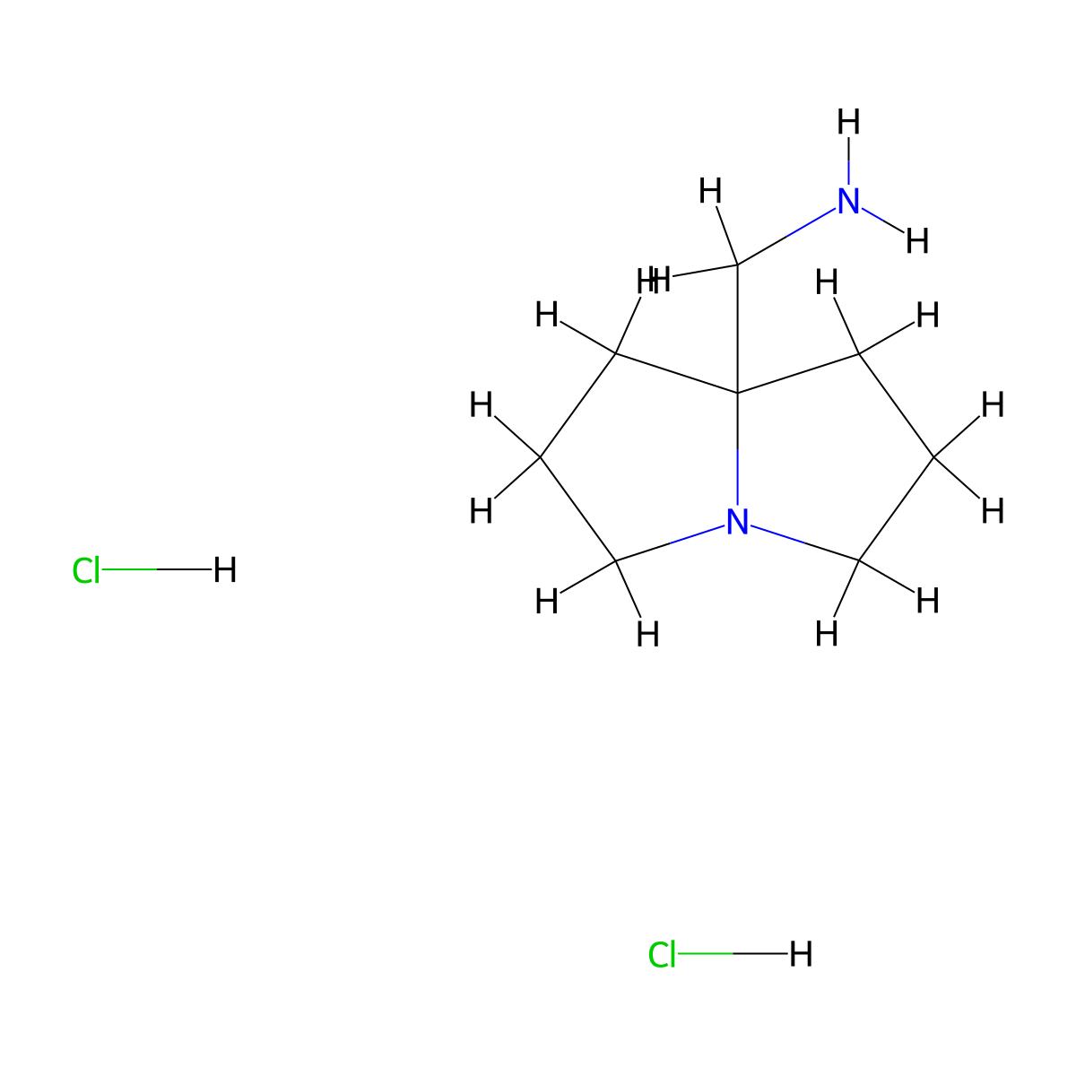 (Tetrahydro-1H-pyrrolizin-7a(5H)-ylmethyl)amine dihydrochloride molecular structure, CAS 80842-67-7