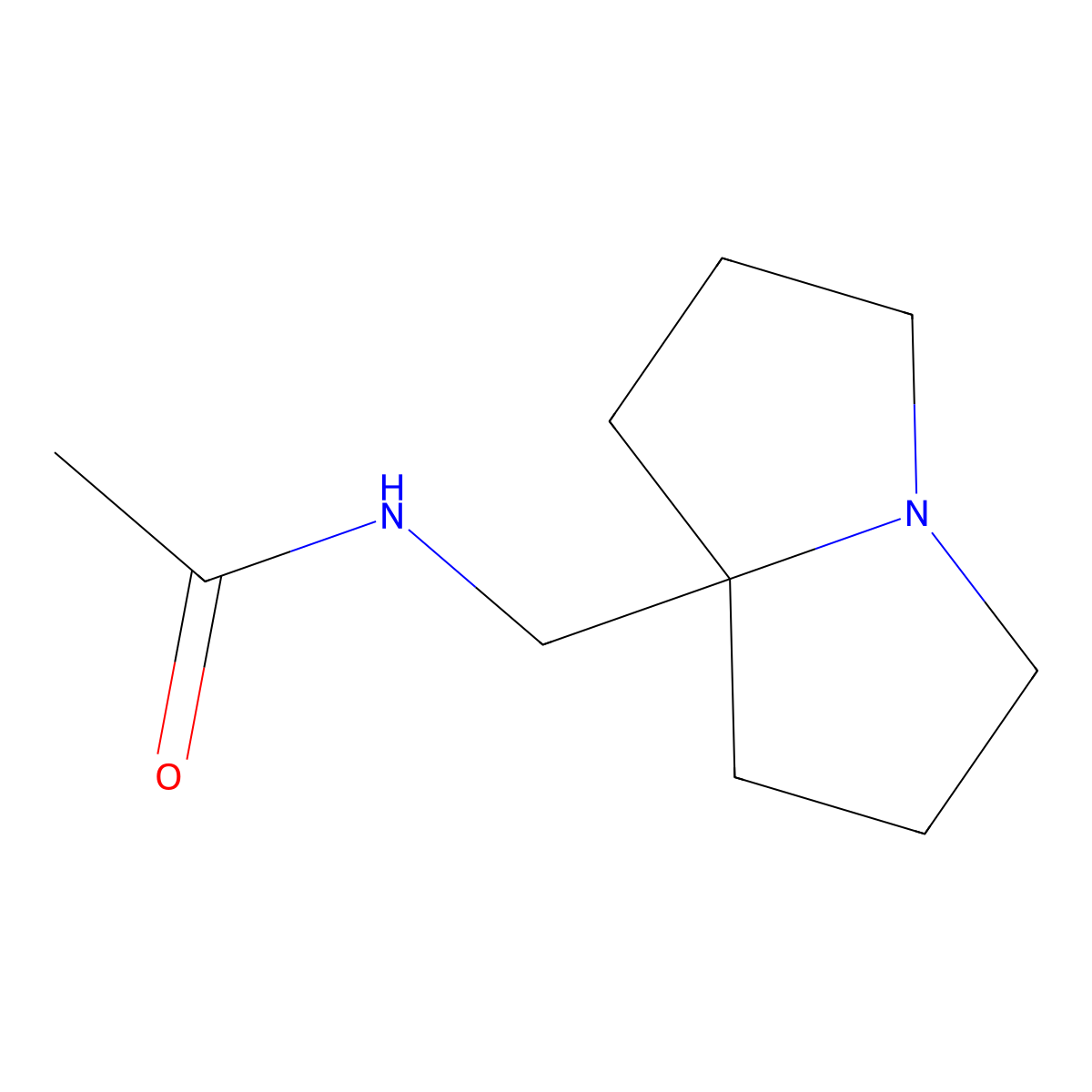 N-(1,2,3,5,6,7-hexahydropyrrolizin-8-ylmethyl)acetamide molecular structure, CAS 80842-82-6