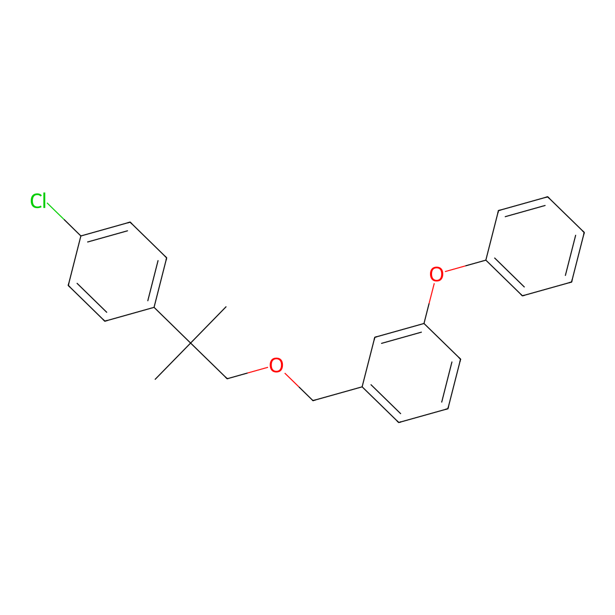 Benzene, 1-((2-(4-chlorophenyl)-2-methylpropoxy)methyl)-3-phenoxy- molecular structure, CAS 80844-01-5