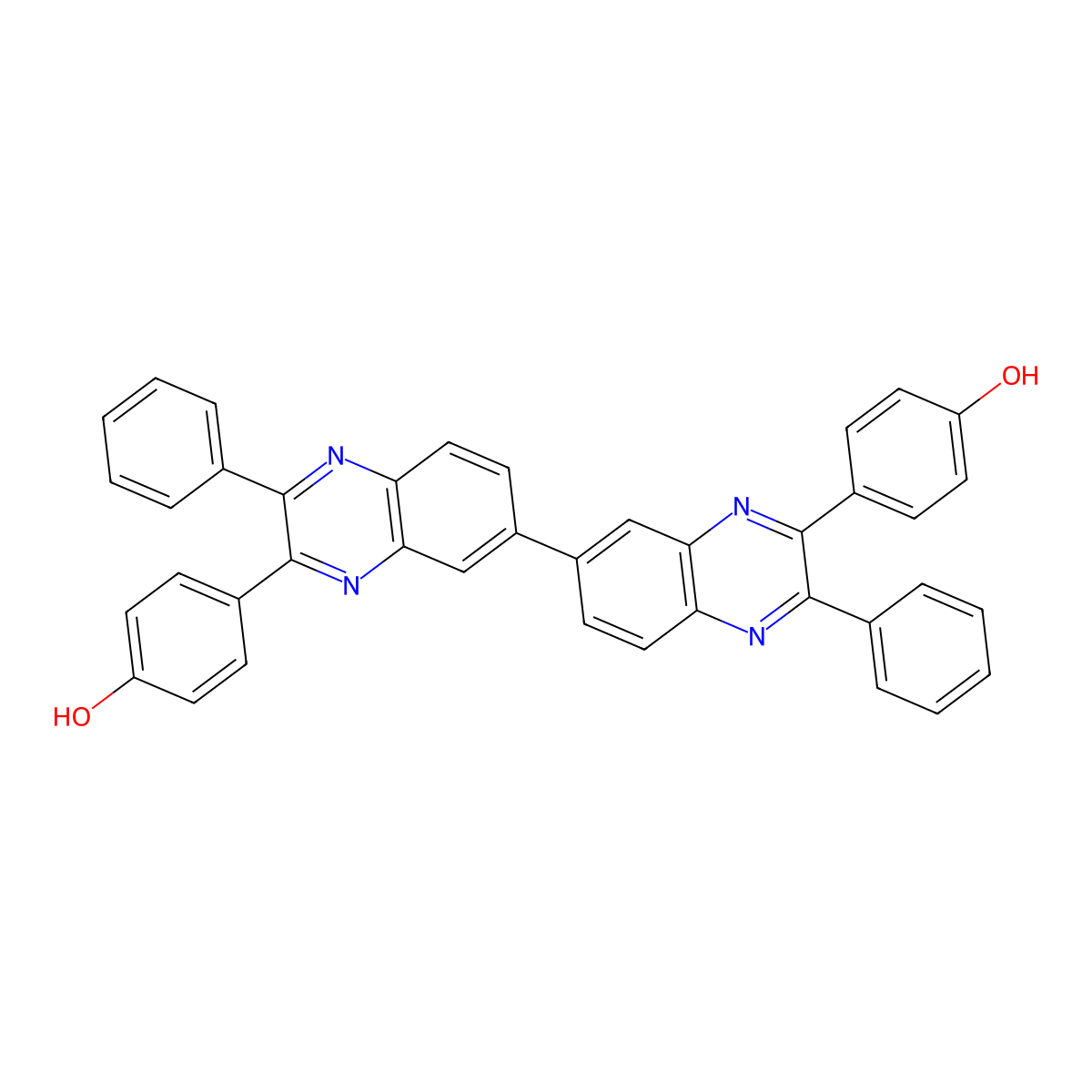 4,4'-(2,2'-Diphenyl-[6,6'-biquinoxaline]-3,3'-diyl)diphenol molecular structure, CAS 80850-04-0