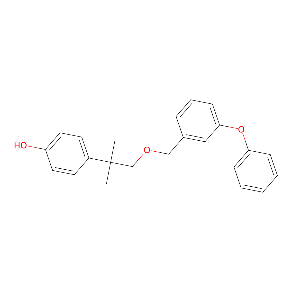 Phenol, 4-(1,1-dimethyl-2-((3-phenoxyphenyl)methoxy)ethyl)- molecular structure, CAS 80854-21-3