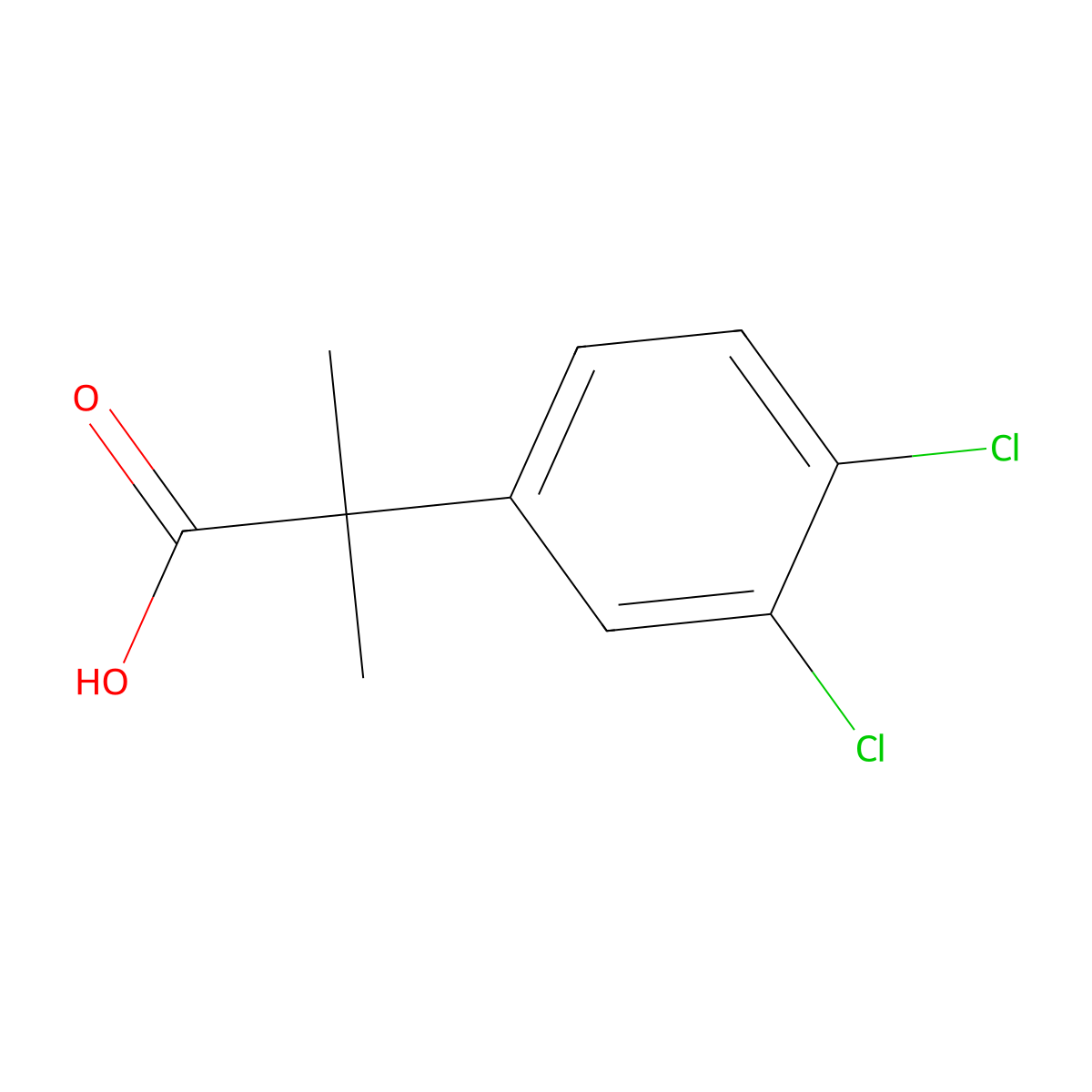 2-(3,4-Dichlorophenyl)-2-methylpropanoic acid molecular structure, CAS 80854-22-4