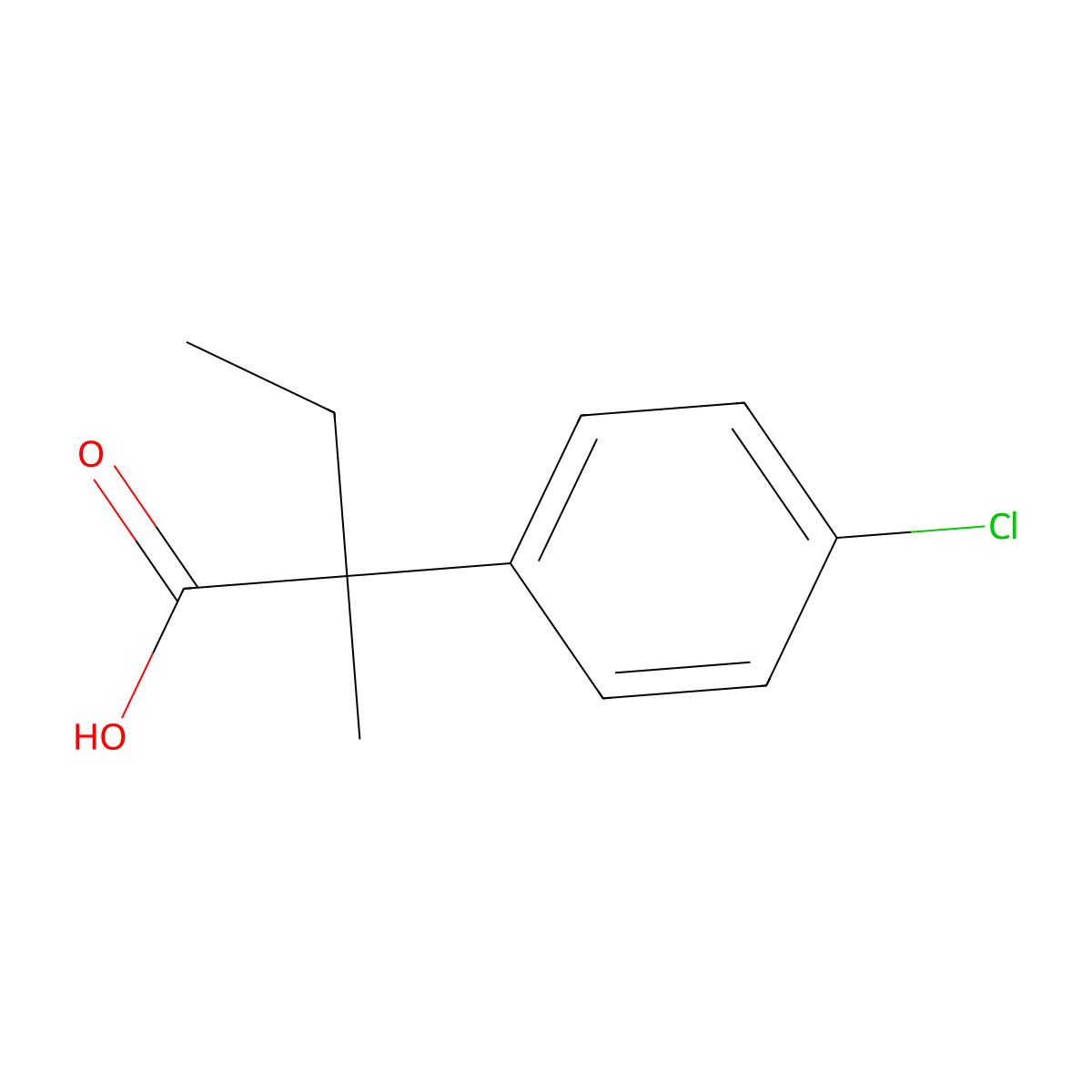 2-(4-Chlorophenyl)-2-methylbutanoic acid molecular structure, CAS 80854-23-5