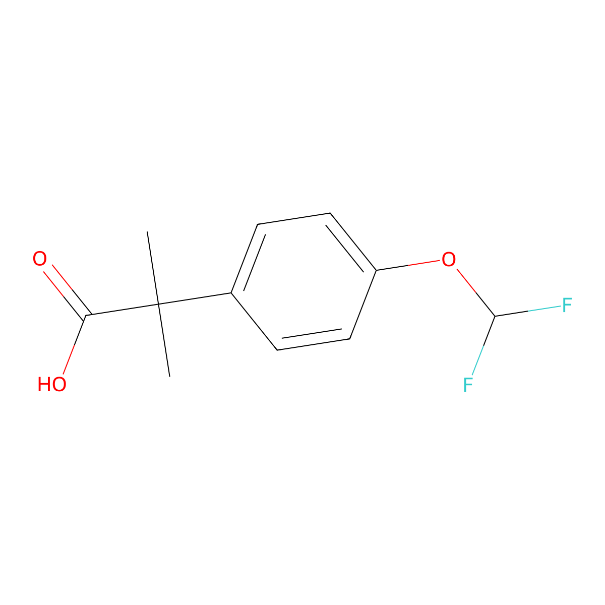 2-(4-(Difluoromethoxy)phenyl)-2-methylpropanoic acid molecular structure, CAS 80854-27-9