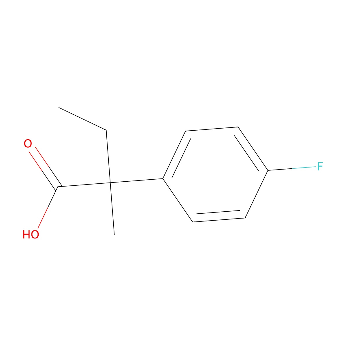 2-(4-Fluorophenyl)-2-methylbutanoic acid molecular structure, CAS 80854-29-1