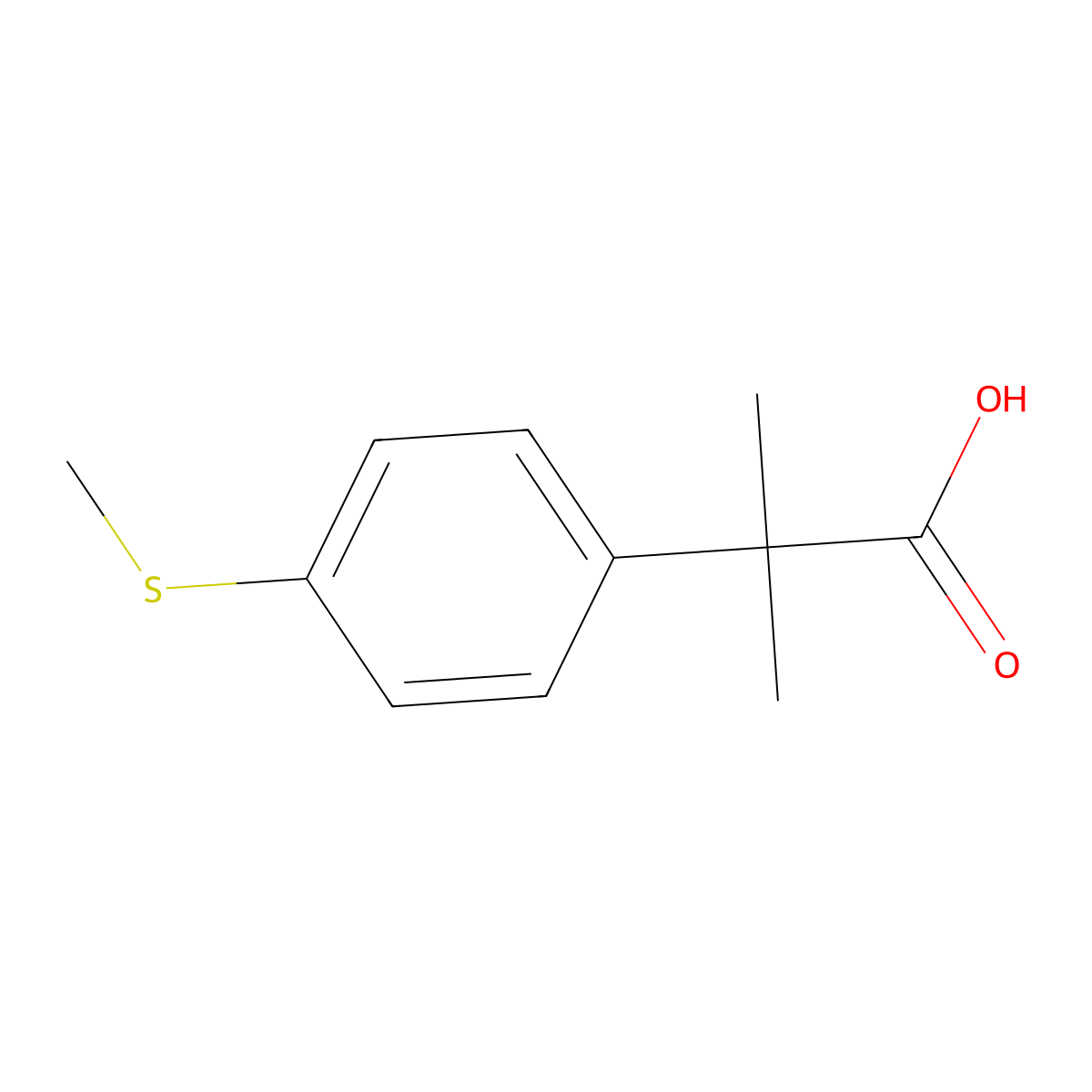 2-Methyl-2-[4-(methylsulfanyl)phenyl]propanoic acid molecular structure, CAS 80854-31-5