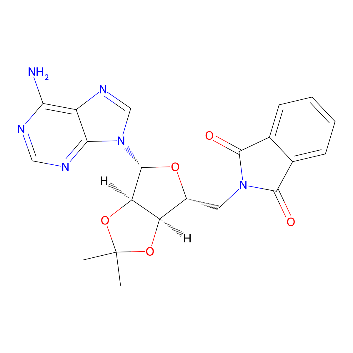 2-(((3aR,4R,6R,6aR)-6-(6-Amino-9H-purin-9-yl)-2,2-dimethyltetrahydrofuro[3,4-d][1,3]dioxol-4-yl)methyl)isoindoline-1,3-dione molecular structure, CAS 80860-44-2
