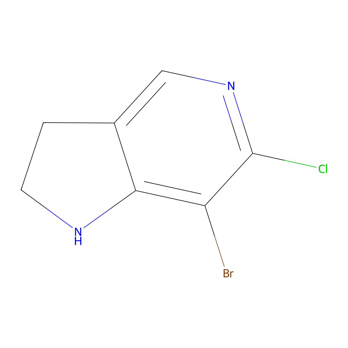 7-bromo-6-chloro-2,3-dihydro-1H-pyrrolo[3,2-c]pyridine molecular structure, CAS 80862-18-6