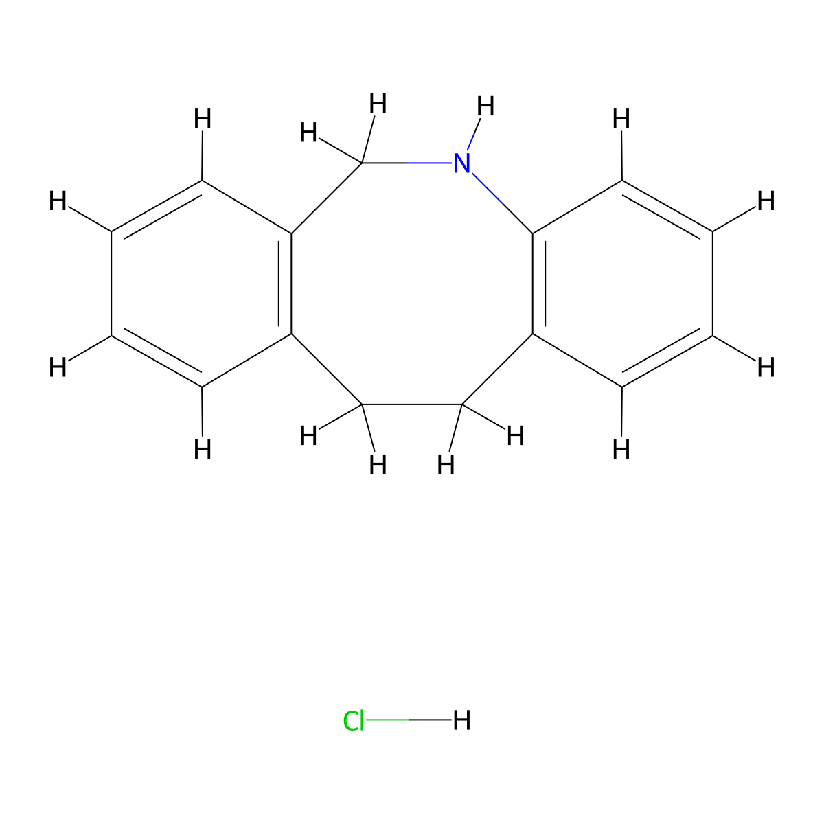 5,6,11,12-Tetrahydrodibenz(b,f)azocinium chloride molecular structure, CAS 80866-74-6