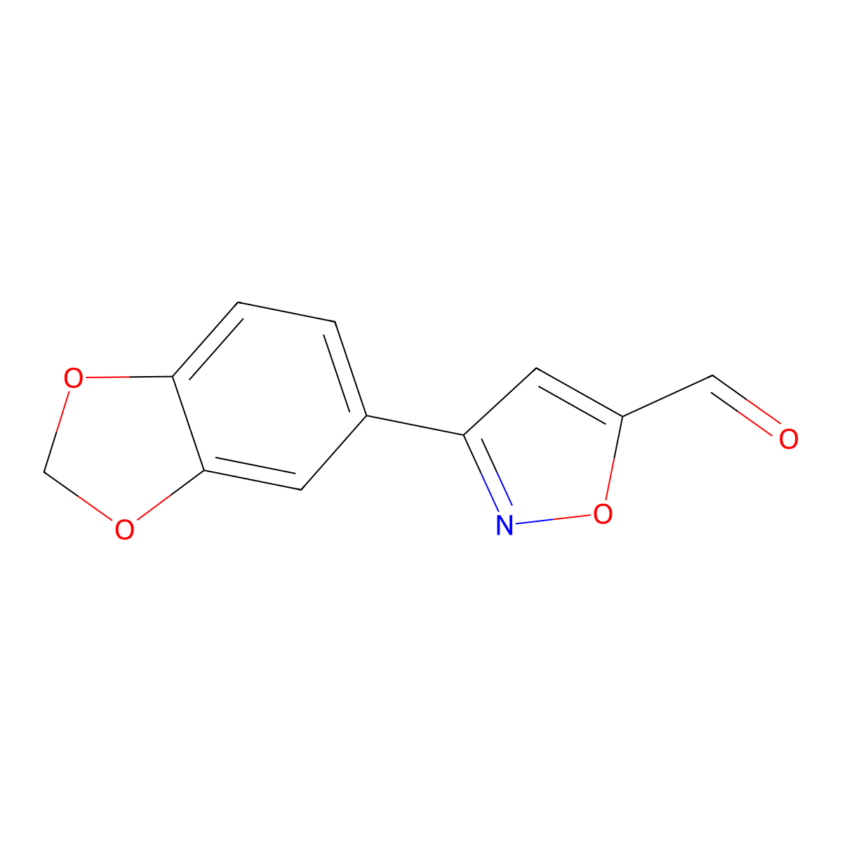 3-Benzo[1,3]dioxol-5-YL-isoxazole-5-carbaldehyde molecular structure, CAS 808739-26-6