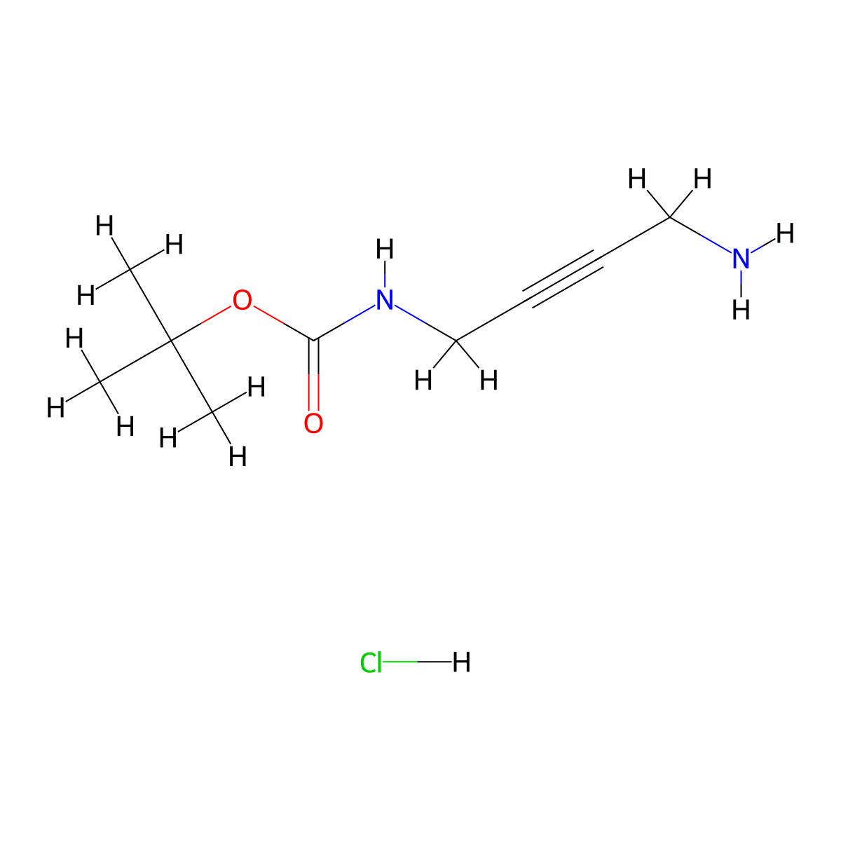 tert-butyl N-(4-aminobut-2-ynyl)carbamate;hydrochloride molecular structure, CAS 808742-87-2