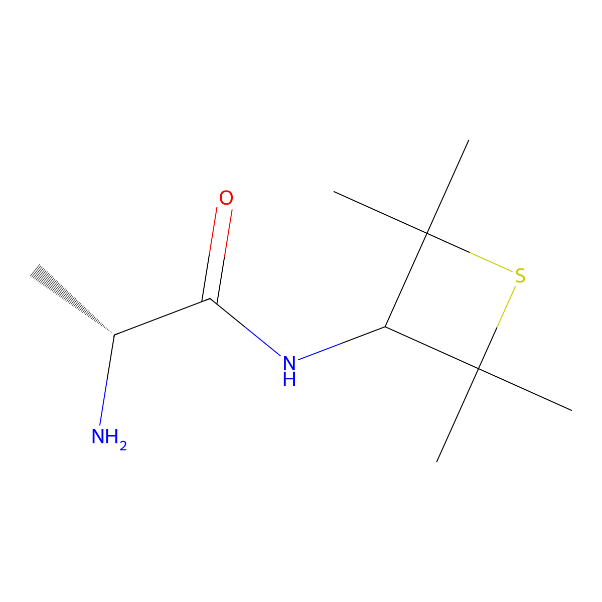 (R)-2-Amino-N-(2,2,4,4-tetramethyl-3-thietanyl)propanamide molecular structure, CAS 80875-07-6