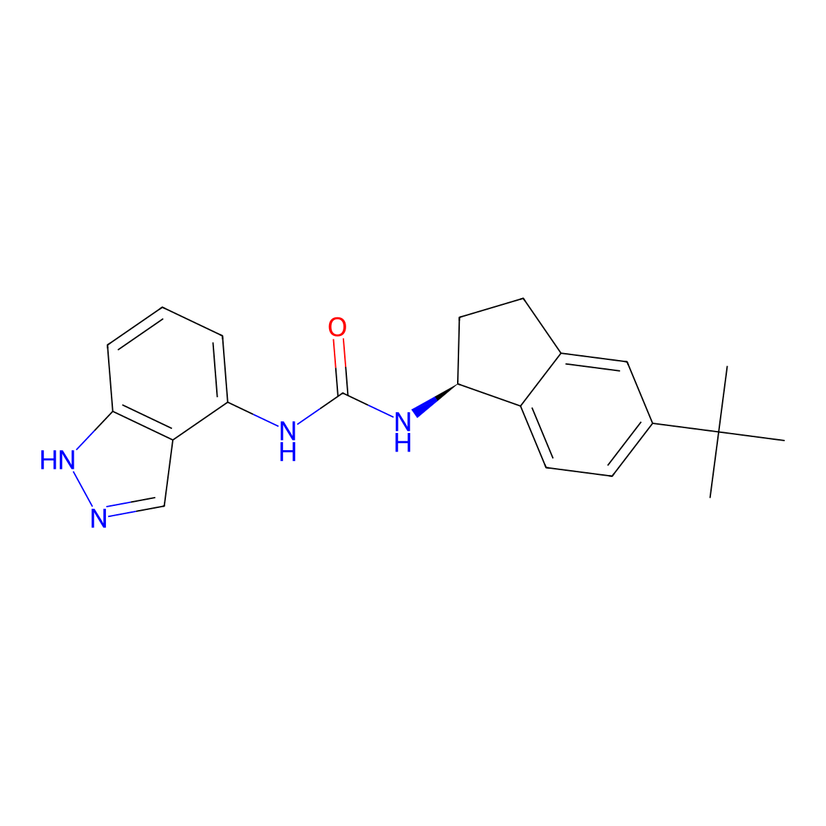N-[(1S)-5-tert-butyl-2,3-dihydro-1H-inden-1-yl]-N'-1H-indazol-4-ylurea molecular structure, CAS 808756-70-9