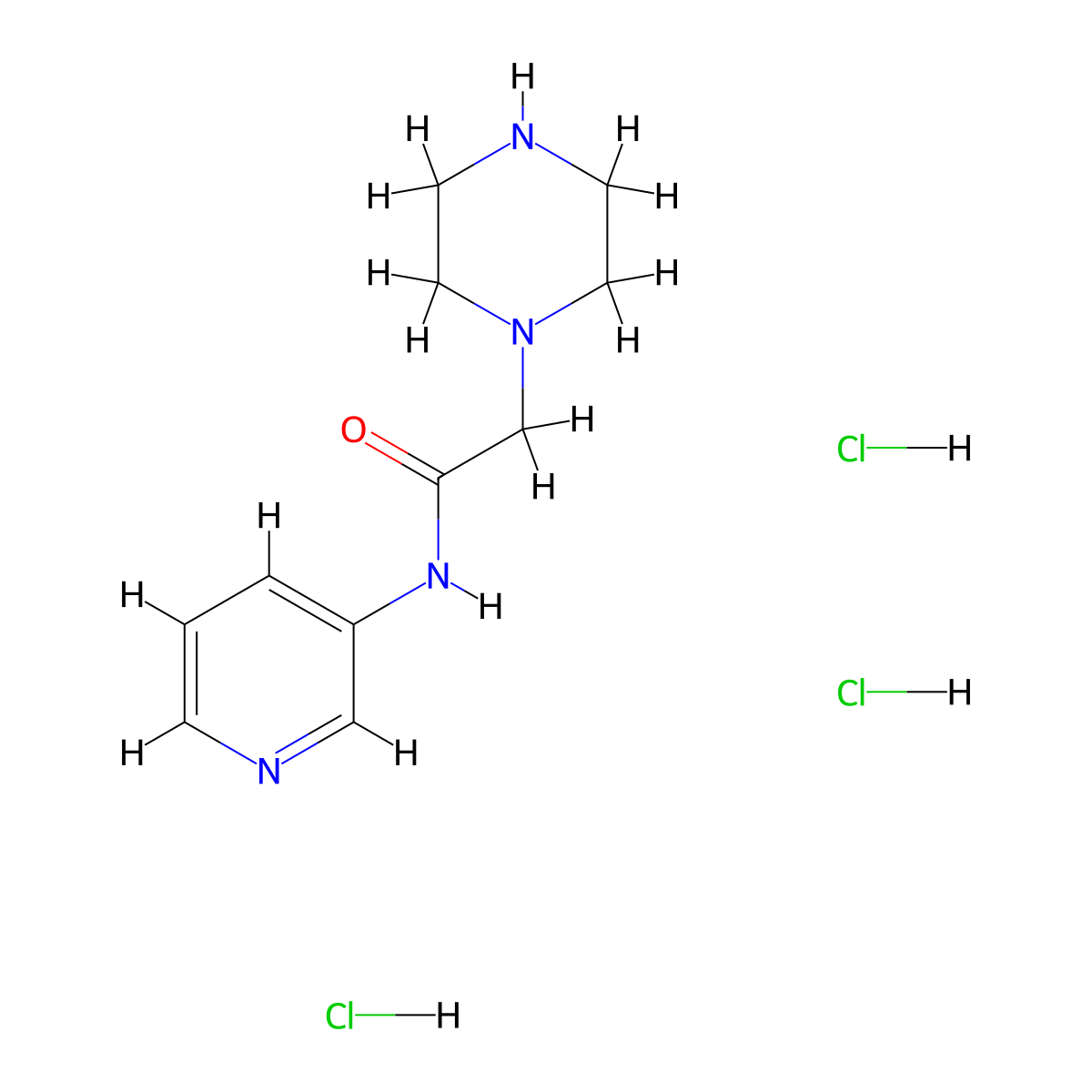 2-(piperazin-1-yl)-N-(pyridin-3-yl)acetamide trihydrochloride molecular structure, CAS 808764-17-2