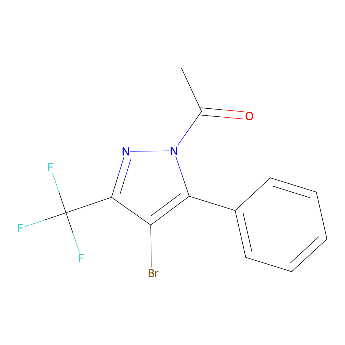 1-Acetyl-4-bromo-5(3)-phenyl-3(5)-(trifluoromethyl)pyrazole molecular structure, CAS 808764-25-2