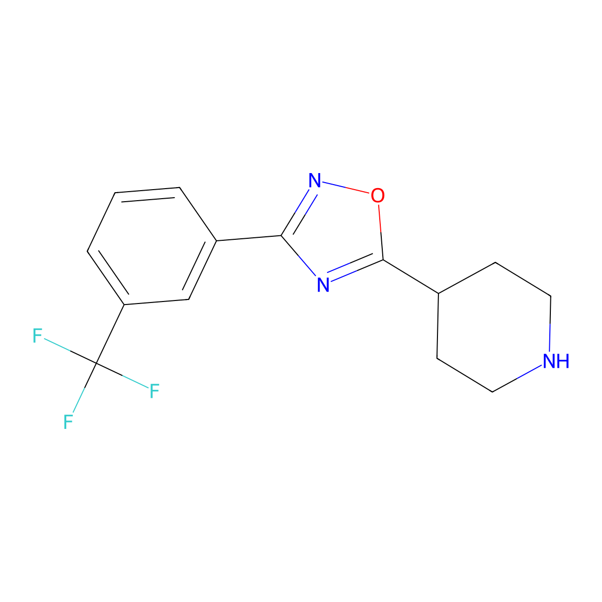 4-{3-[3-(Trifluoromethyl)phenyl]-1,2,4-oxadiazol-5-yl}piperidine molecular structure, CAS 808764-45-6