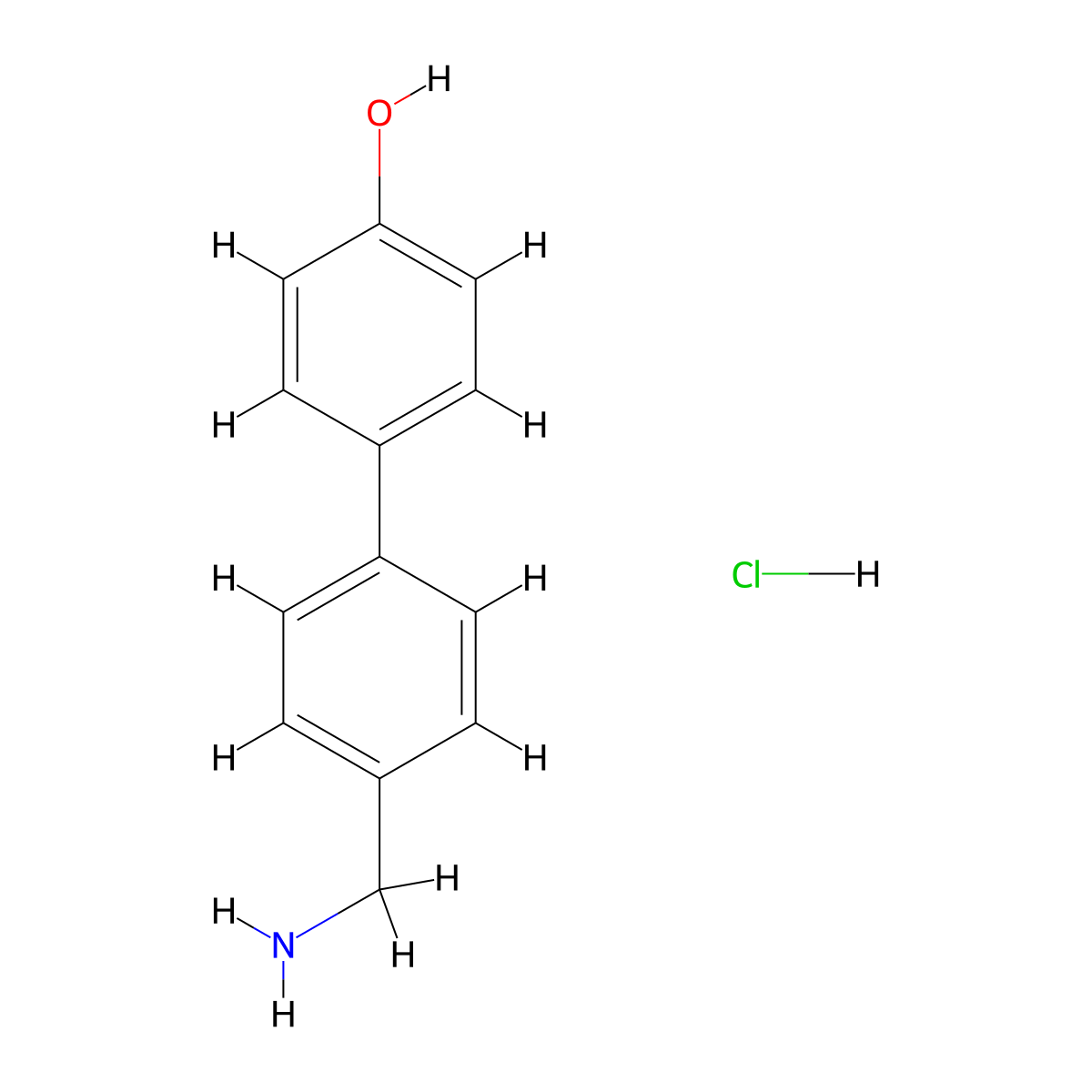4'-(Aminomethyl)-(1,1'-biphenyl)-4-ol hydrochloride molecular structure, CAS 808769-25-7