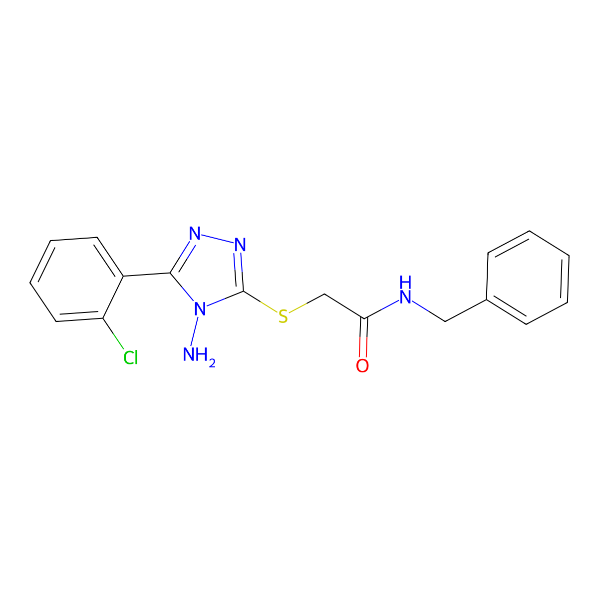 2-{[4-amino-5-(2-chlorophenyl)-4H-1,2,4-triazol-3-yl]sulfanyl}-N-benzylacetamide molecular structure, CAS 808791-02-8