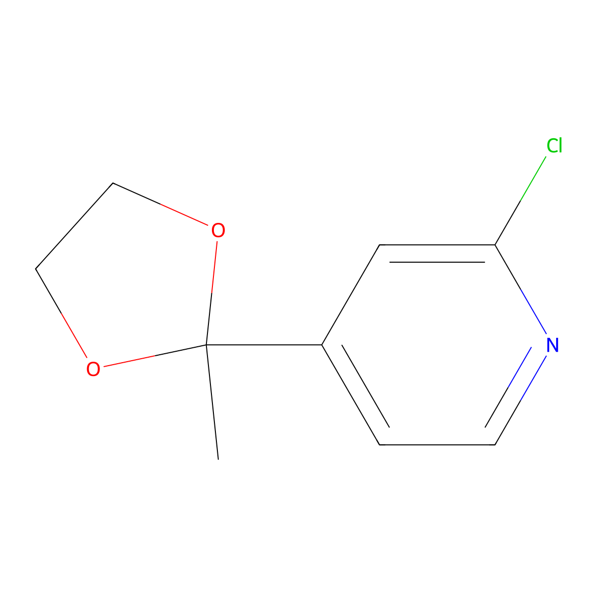 2-Chloro-4-(2-methyl-1,3-dioxolan-2-yl)pyridine molecular structure, CAS 80882-42-4