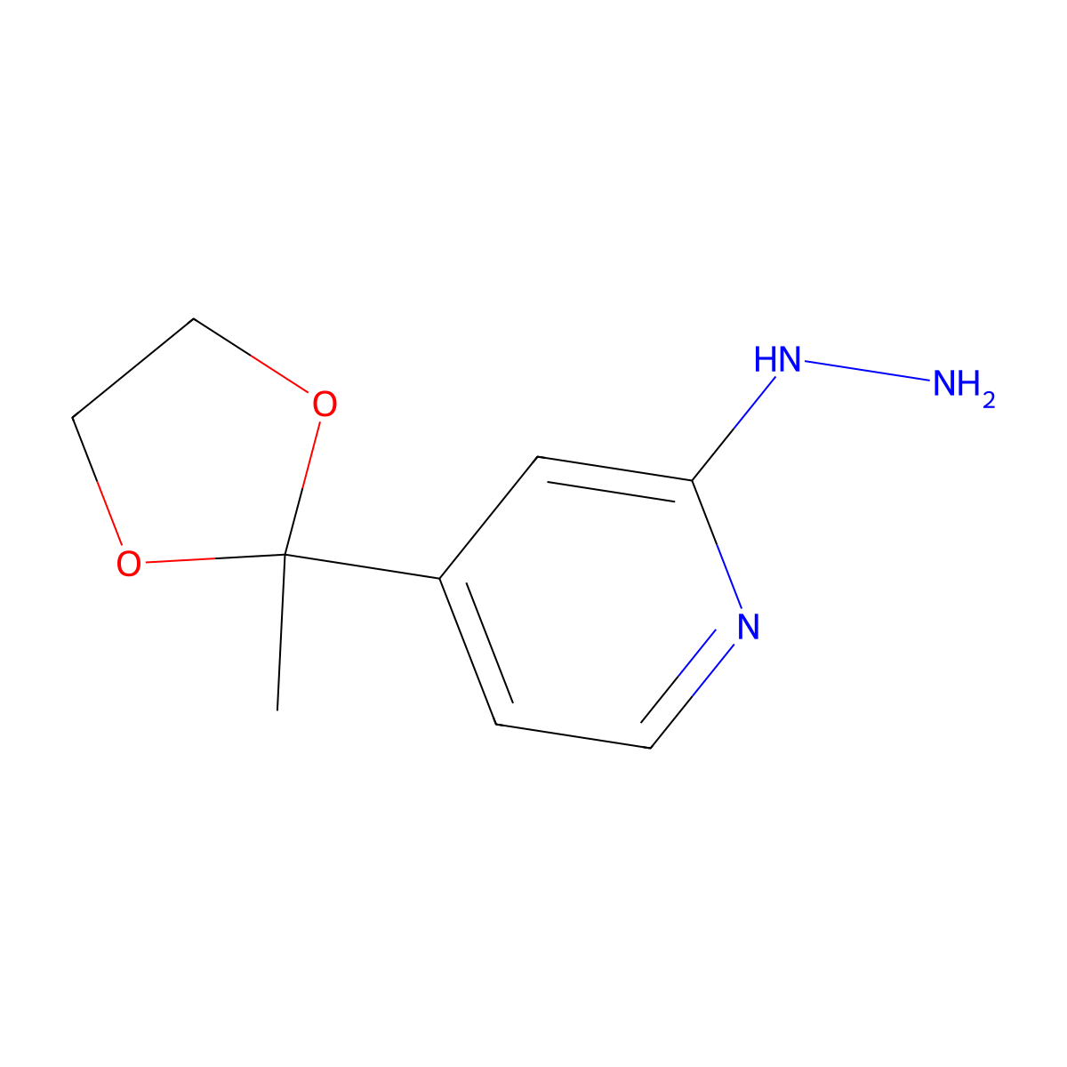 2-Hydrazinyl-4-(2-methyl-1,3-dioxolan-2-yl)pyridine molecular structure, CAS 80882-43-5