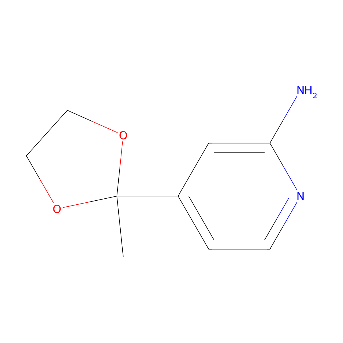 4-(2-Methyl-1,3-dioxolan-2-yl)pyridin-2-amine molecular structure, CAS 80882-44-6