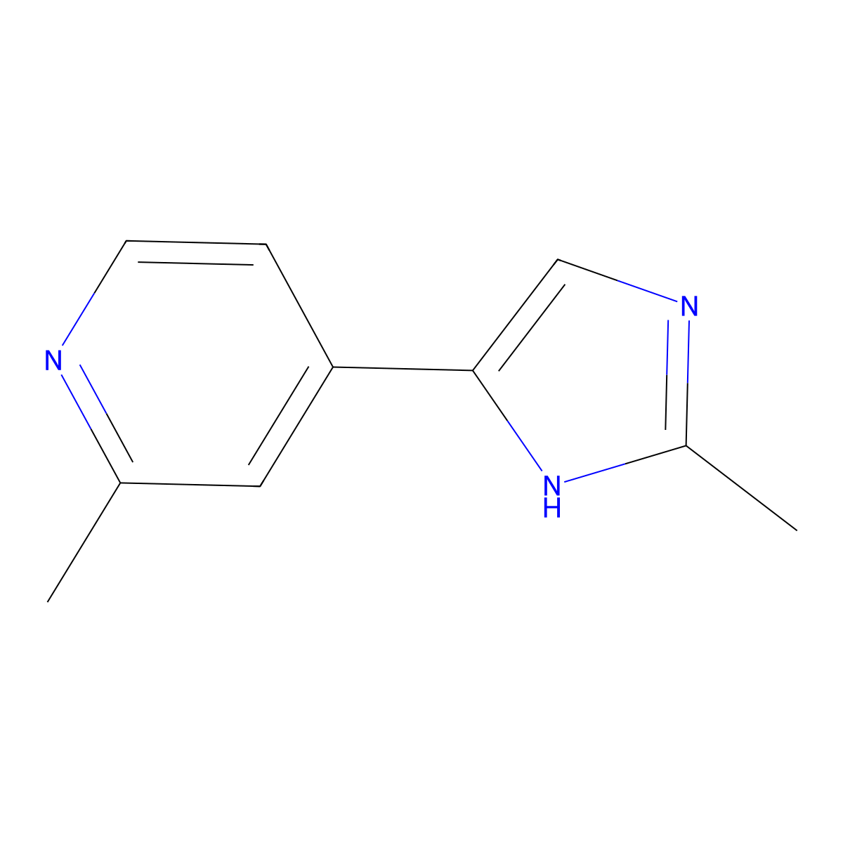 4-(4-(2-Methylpyridyl))-2-methyl-1H-imidazole molecular structure, CAS 80882-69-5