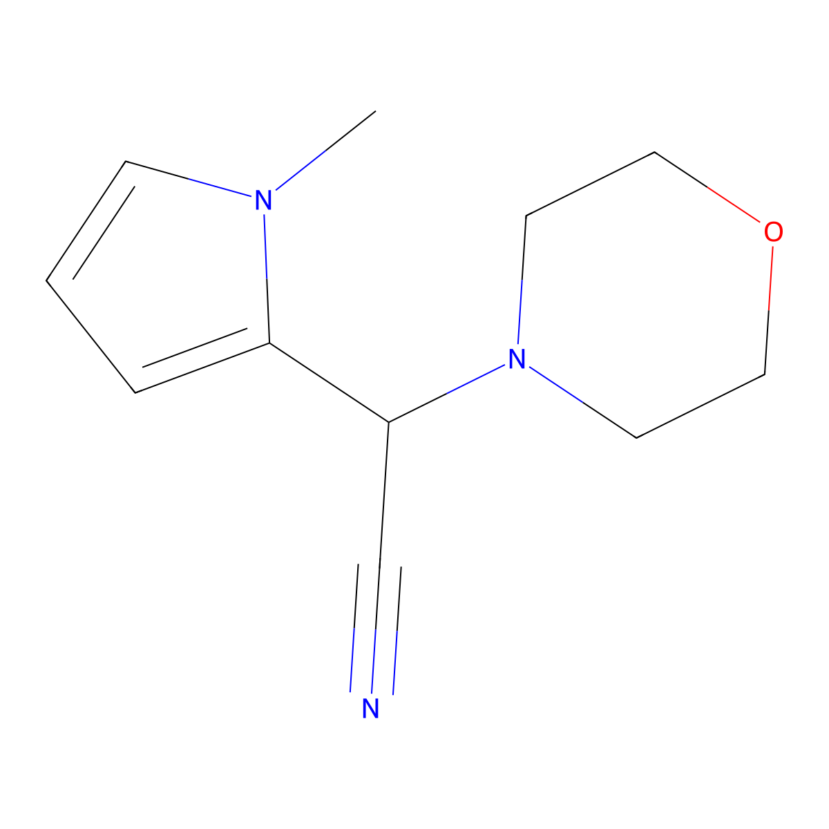 (1-methyl-1H-pyrrol-2-yl)(morpholin-4-yl)acetonitrile molecular structure, CAS 80886-11-9