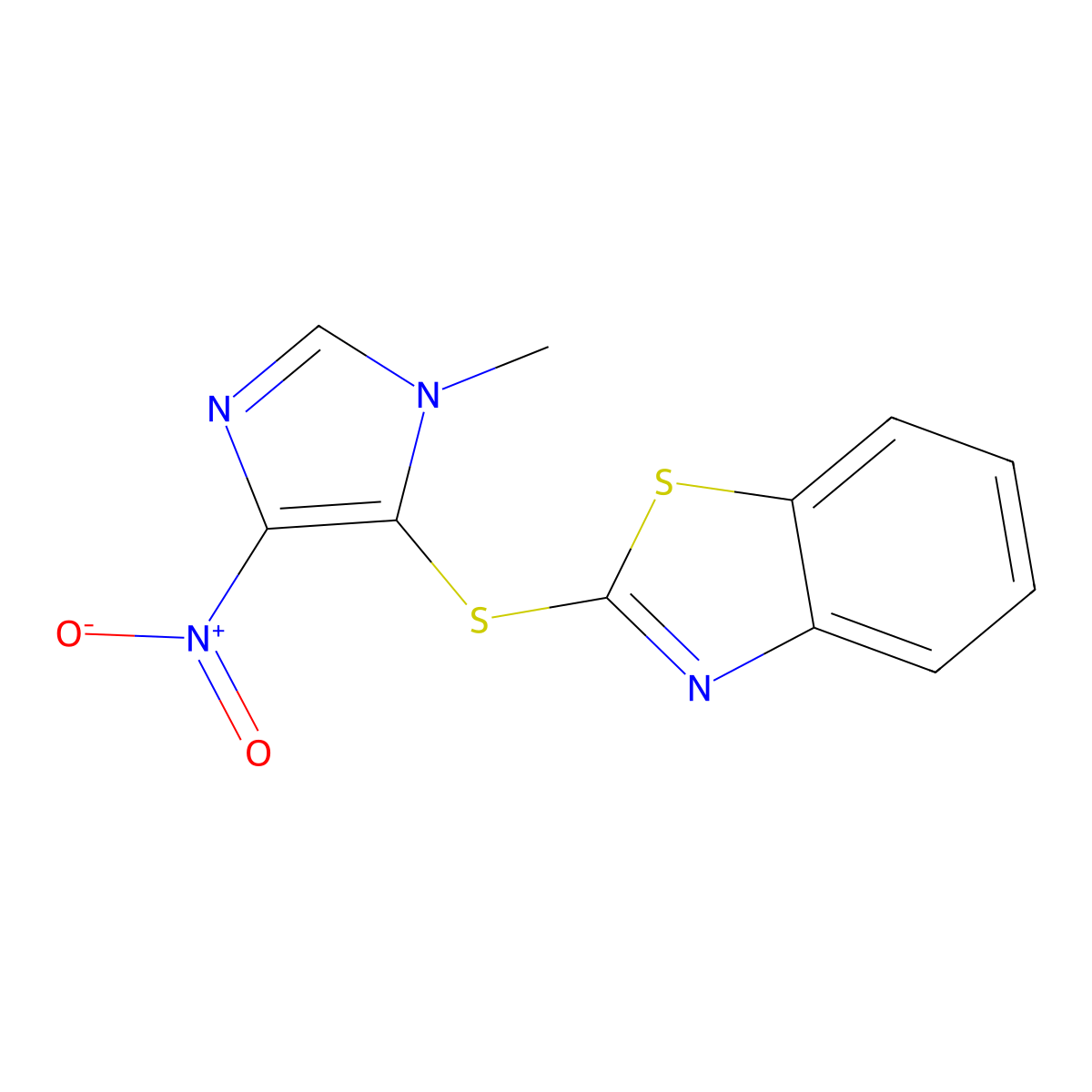 2-(3-Methyl-5-nitroimidazol-4-yl)sulfanyl-1,3-benzothiazole molecular structure, CAS 80890-05-7