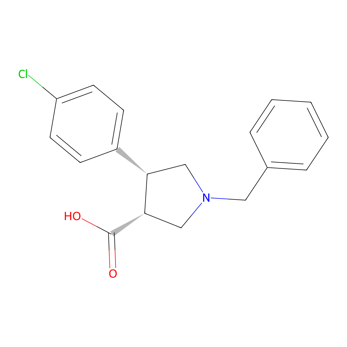 (3R,4R)-1-Benzyl-4-(4-chloro-phenyl)-pyrrolidine-3-carboxylic acid molecular structure, CAS 80896-74-8