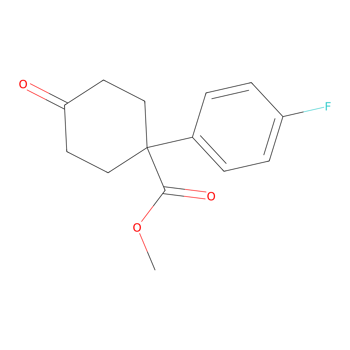 Methyl 1-(4-fluorophenyl)-4-oxocyclohexane-1-carboxylate molecular structure, CAS 80912-51-2