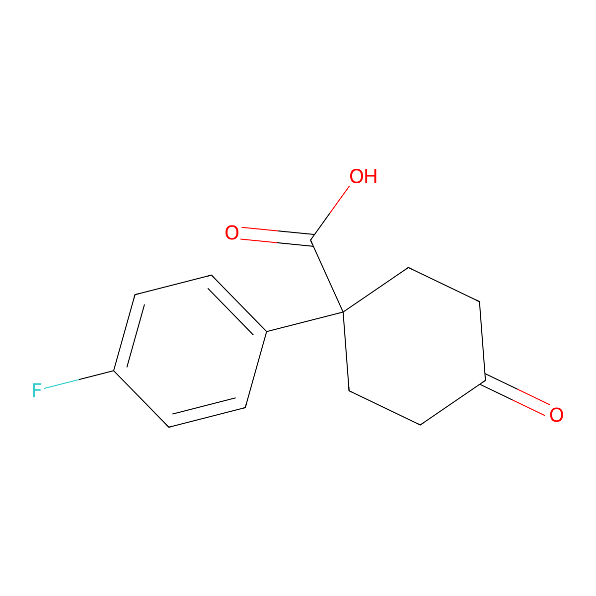 1-(4-Fluorophenyl)-4-oxocyclohexanecarboxylic acid molecular structure, CAS 80912-58-9