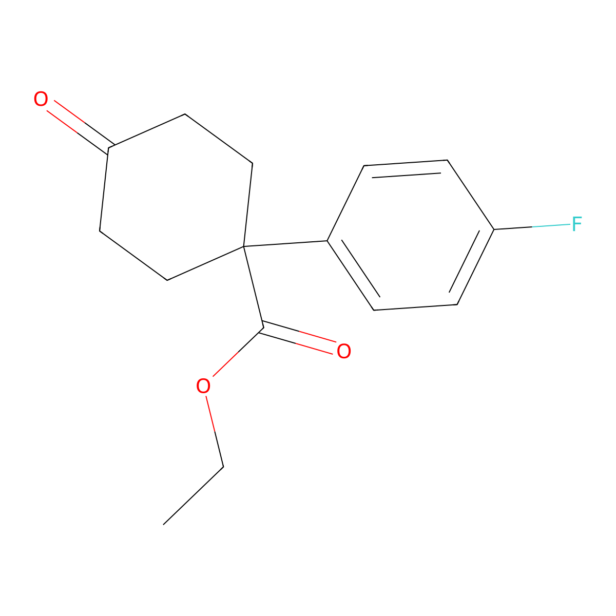 Ethyl 1-(4-fluorophenyl)-4-oxocyclohexanecarboxylate molecular structure, CAS 80912-59-0
