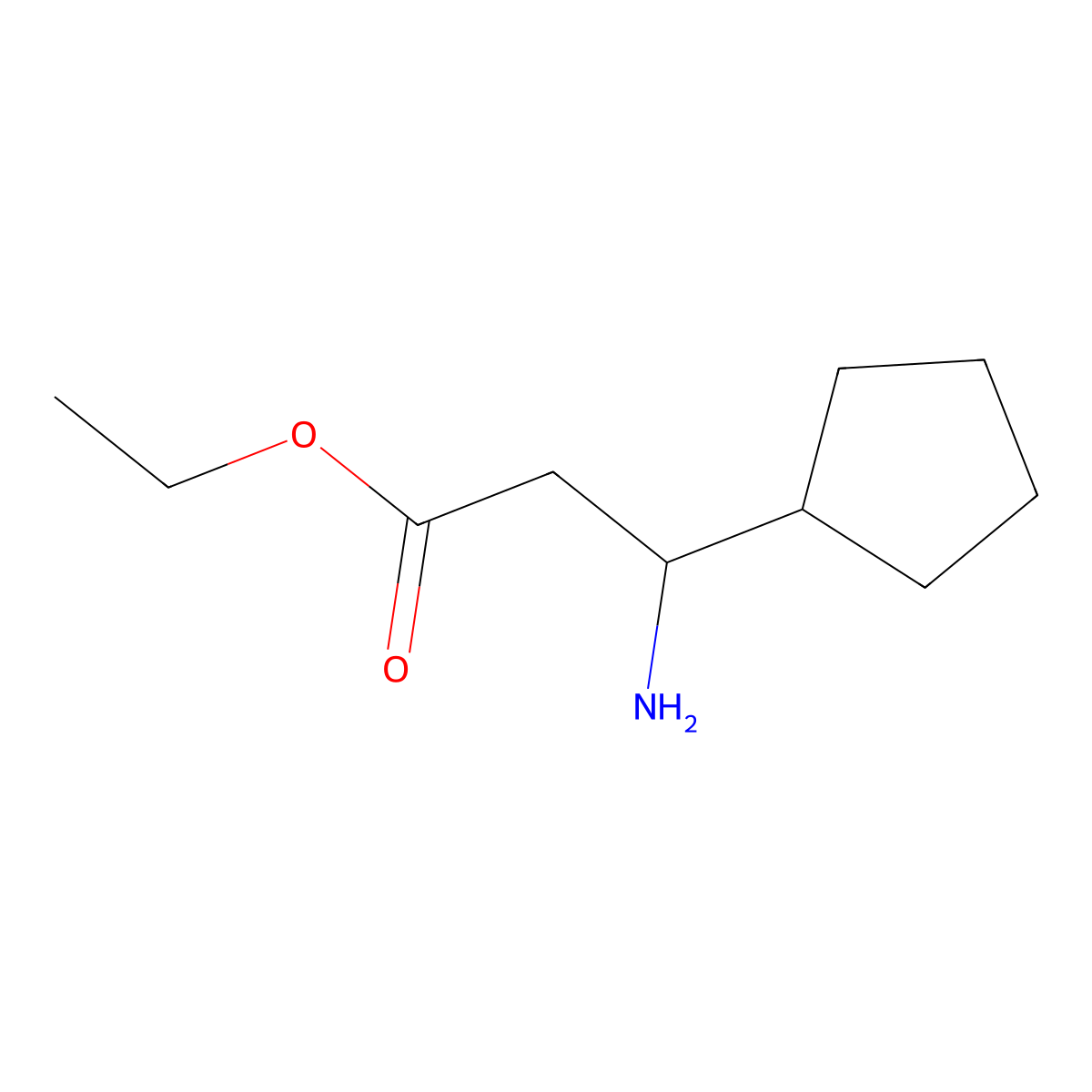 Ethyl 3-amino-3-cyclopentylpropanoate molecular structure, CAS 80914-31-4
