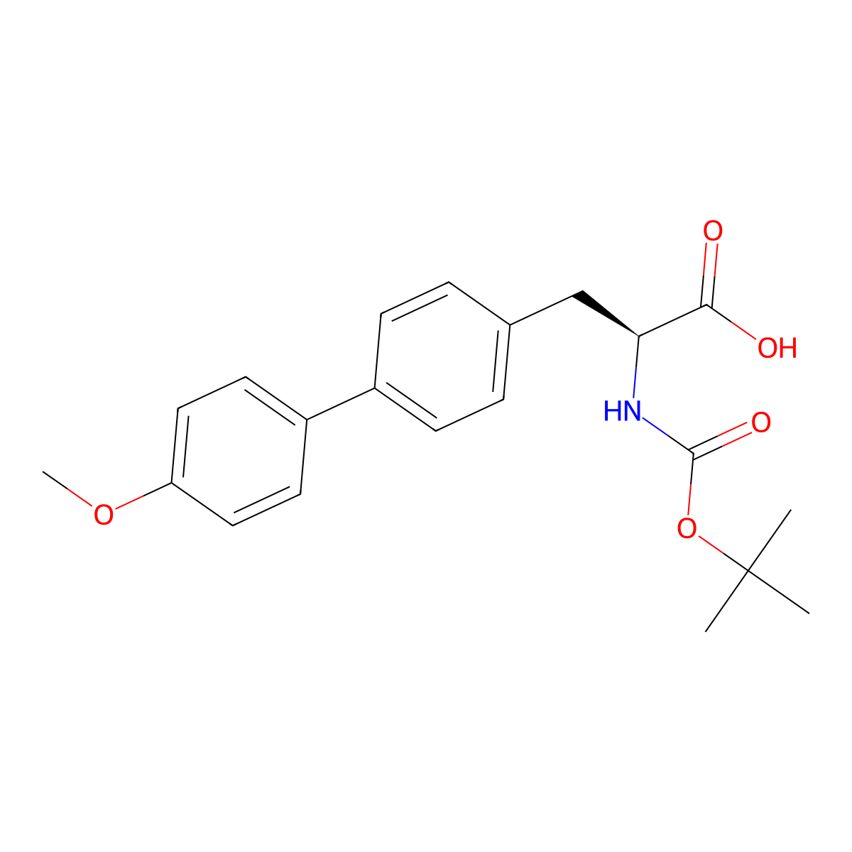 (S)-2-((tert-Butoxycarbonyl)amino)-3-(4'-methoxy-[1,1'-biphenyl]-4-yl)propanoic acid molecular structure, CAS 809231-57-0