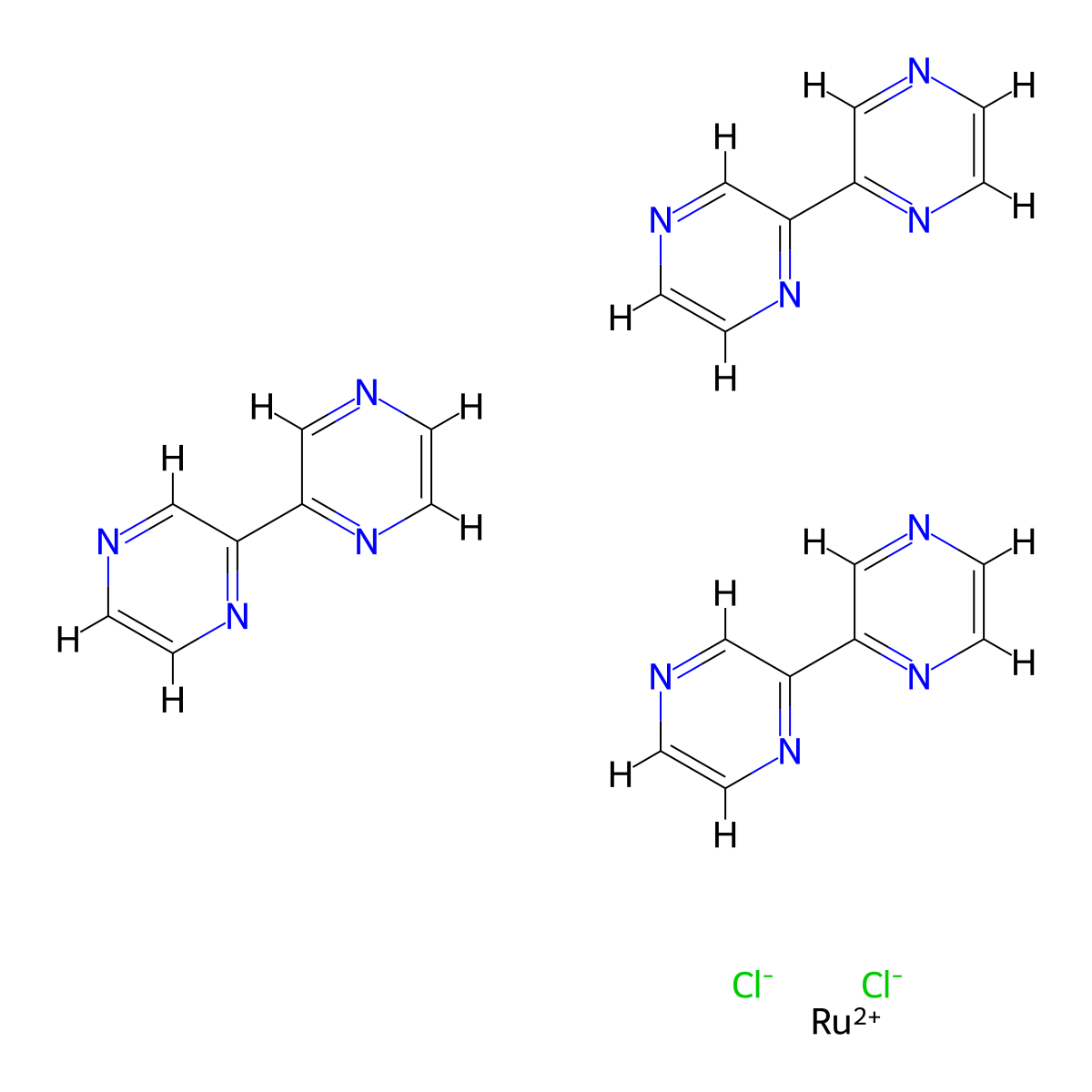 Tris (2,2'-bipyrazine) ruthenium dichloride molecular structure, CAS 80925-50-4