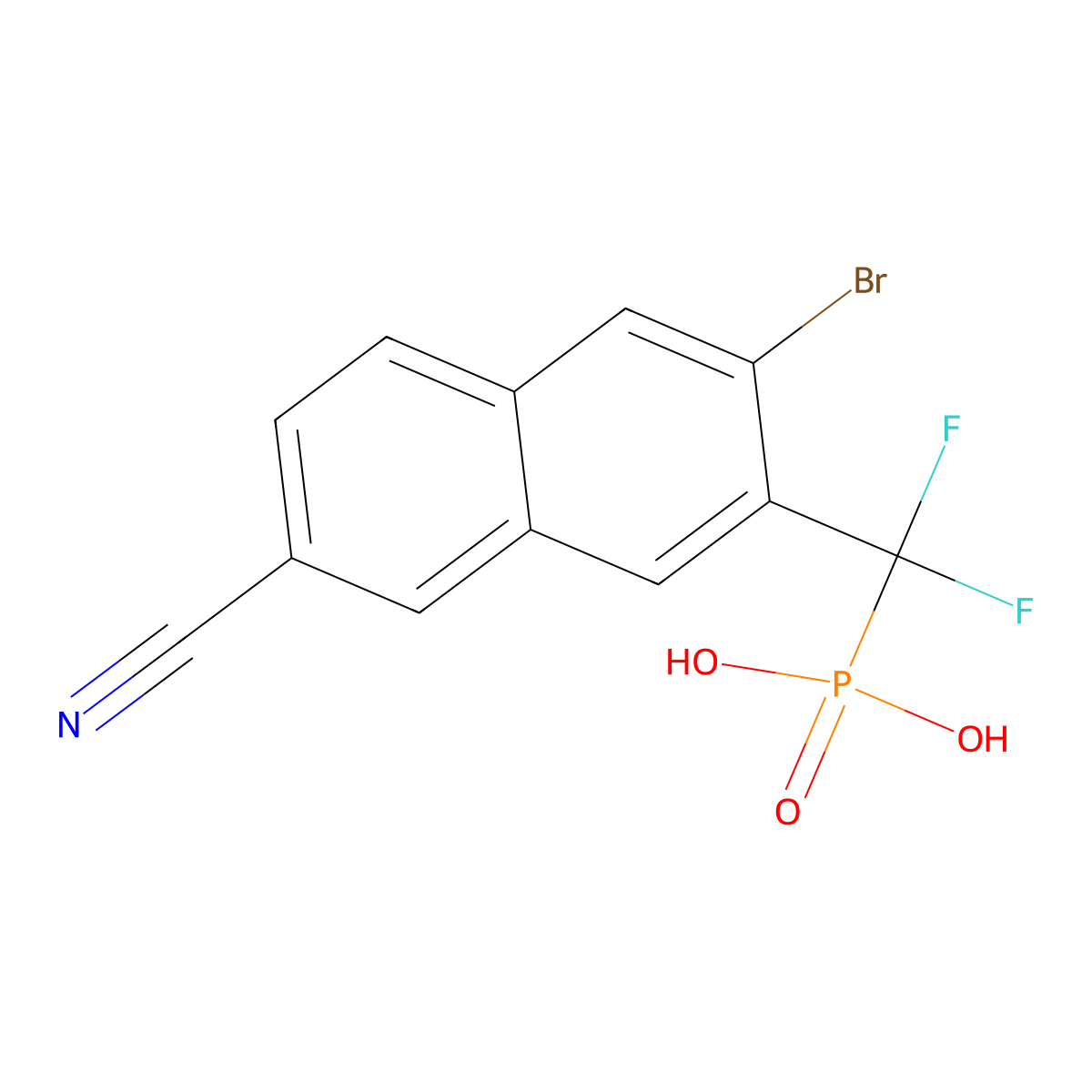 ((3-Bromo-7-cyano-2-naphthyl)(difluoro)methyl)phosphonic acid molecular structure, CAS 809272-64-8