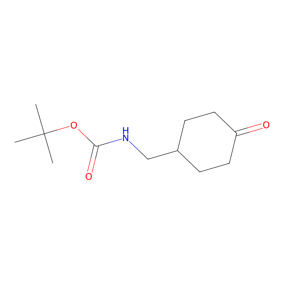 4-(Aminomethyl)cyclohexanone, N-BOC protected molecular structure, CAS 809273-70-9