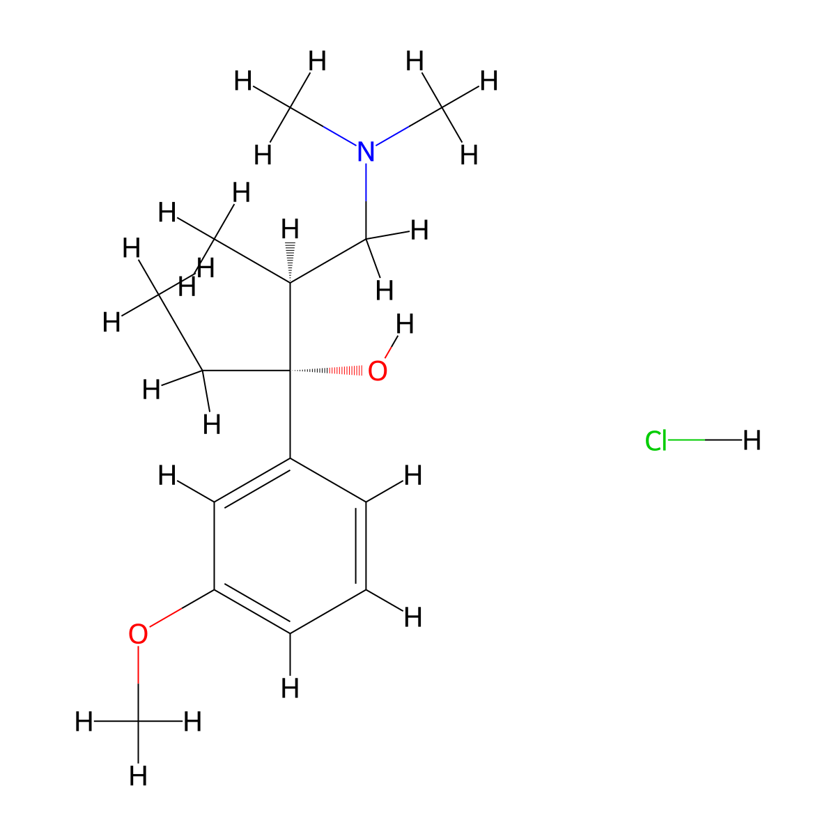 (2S,3R)-1-(dimethylamino)-3-(3-methoxyphenyl)-2-methylpentan-3-ol hydrochloride molecular structure, CAS 809282-45-9