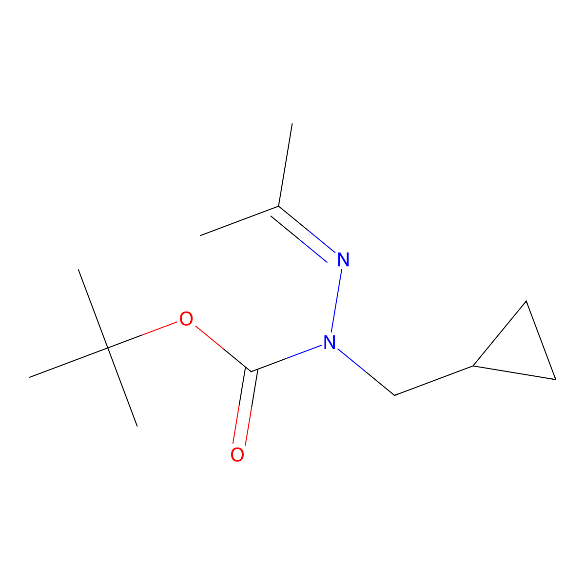 1-Boc-1-(cyclopropylmethyl)-2-(propan-2-ylidene)hydrazine molecular structure, CAS 809282-57-3