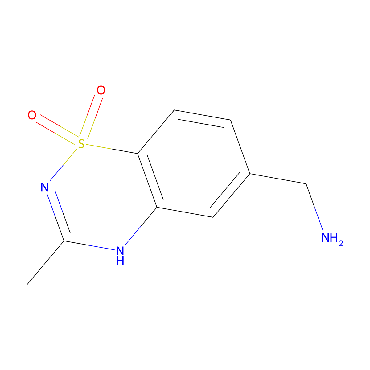 6-aminomethyl-3-methyl-4H-1,2,4-benzothiadiazine 1,1-dioxide molecular structure, CAS 80938-51-8