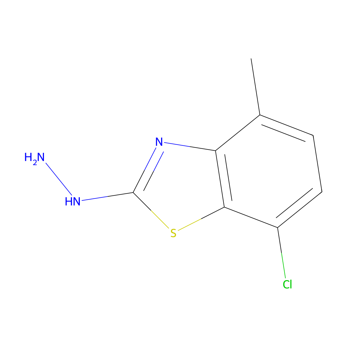 7-Chloro-2-hydrazino-4-methyl-1,3-benzothiazole molecular structure, CAS 80945-76-2