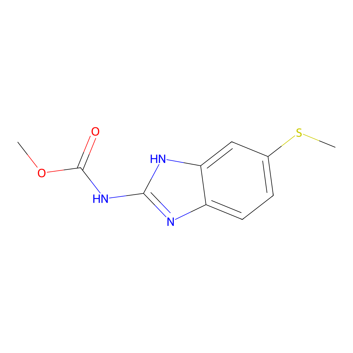 Carbamic acid, (5-(methylthio)-1H-benzimidazol-2-yl)-, methyl ester molecular structure, CAS 80983-45-5