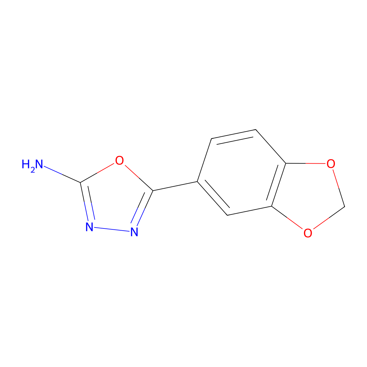 1,3,4-Oxadiazol-2-amine, 5-(1,3-benzodioxol-5-yl)- molecular structure, CAS 80987-71-9