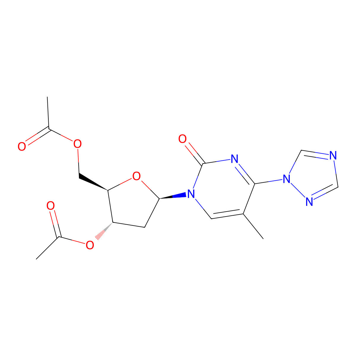 [(2R,3S,5R)-3-acetyloxy-5-[5-methyl-2-oxo-4-(1,2,4-triazol-1-yl)pyrimidin-1-yl]oxolan-2-yl]methyl acetate molecular structure, CAS 80991-41-9