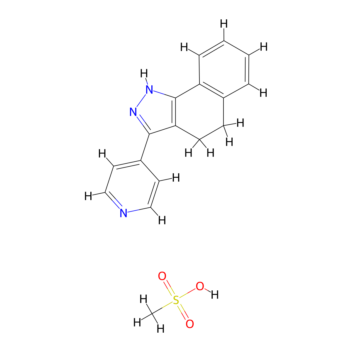 4,5-Dihydro-3-(pyridin-4-yl)-2H-benz(g)indazole methanesulphonate molecular structure, CAS 80997-85-9