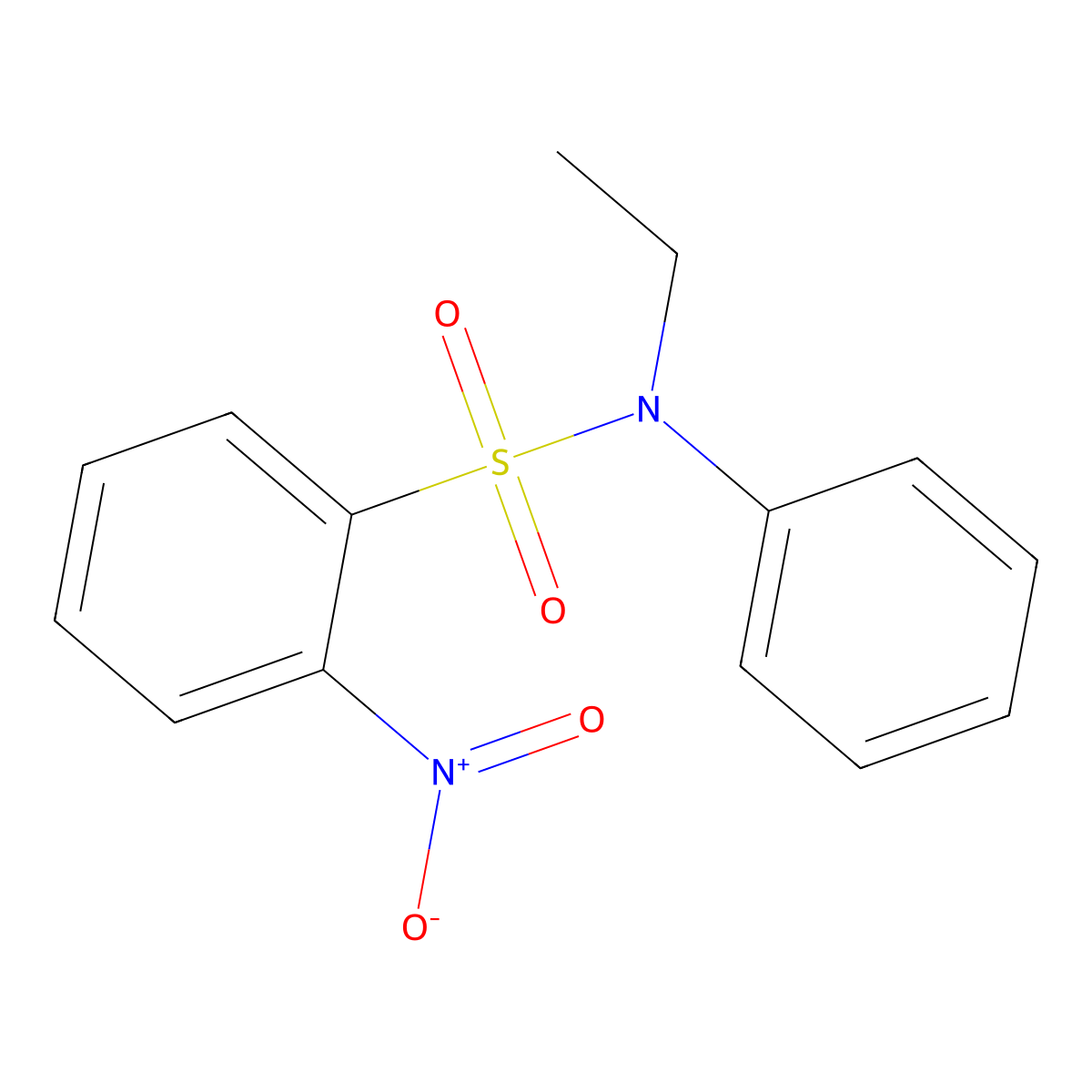 N-Ethyl-2-nitro-N-phenylbenzenesulphonamide molecular structure, CAS 81-09-4