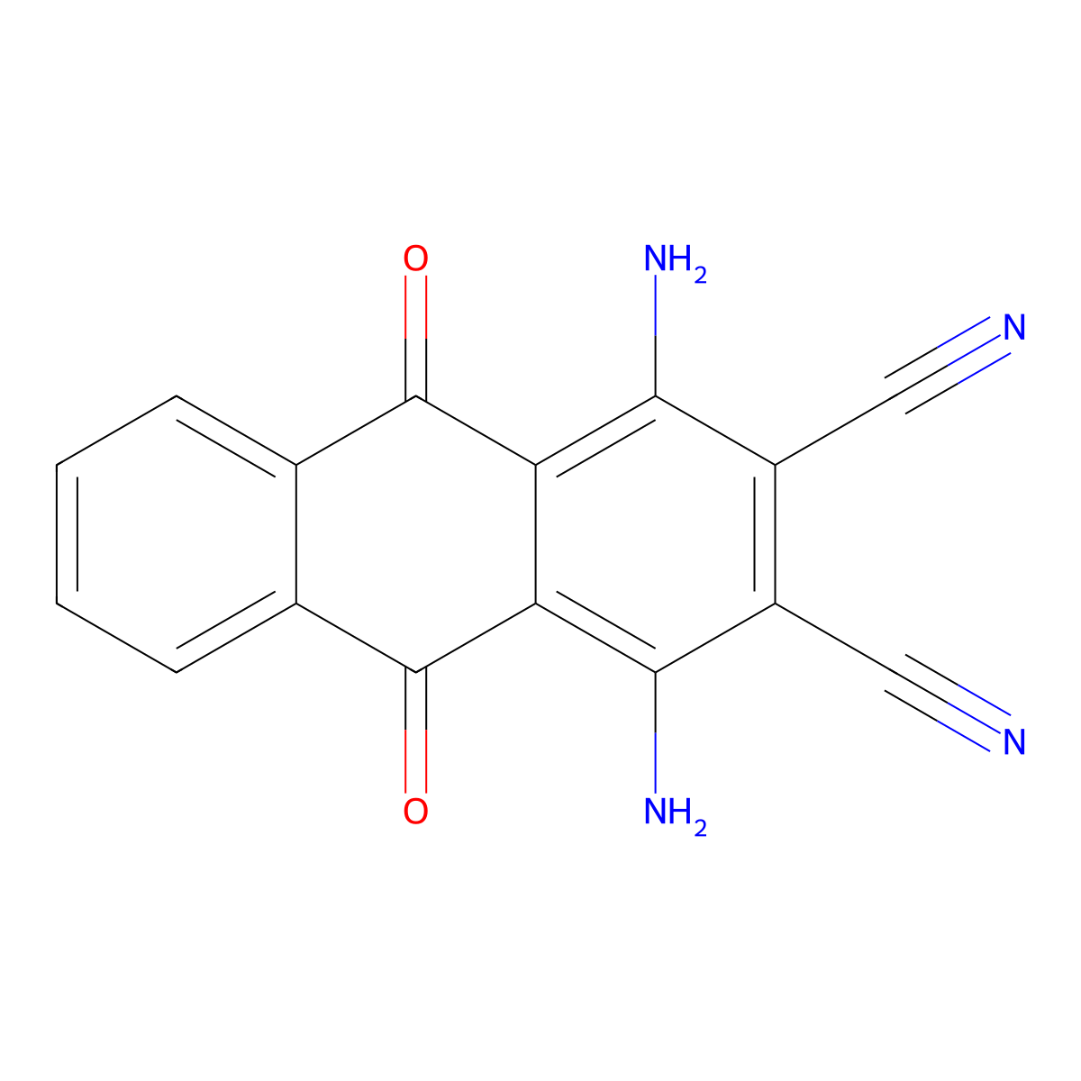 2,3-Anthracenedicarbonitrile, 1,4-diamino-9,10-dihydro-9,10-dioxo- molecular structure, CAS 81-41-4