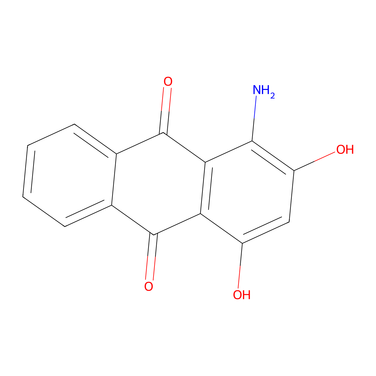 1-Amino-2,4-dihydroxyanthraquinone molecular structure, CAS 81-51-6