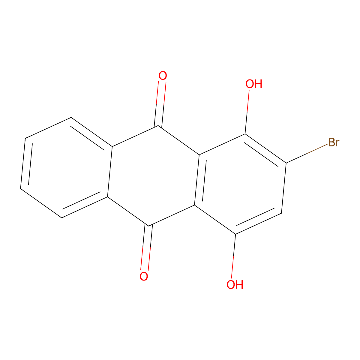 2-Bromo-1,4-dihydroxyanthraquinone molecular structure, CAS 81-52-7