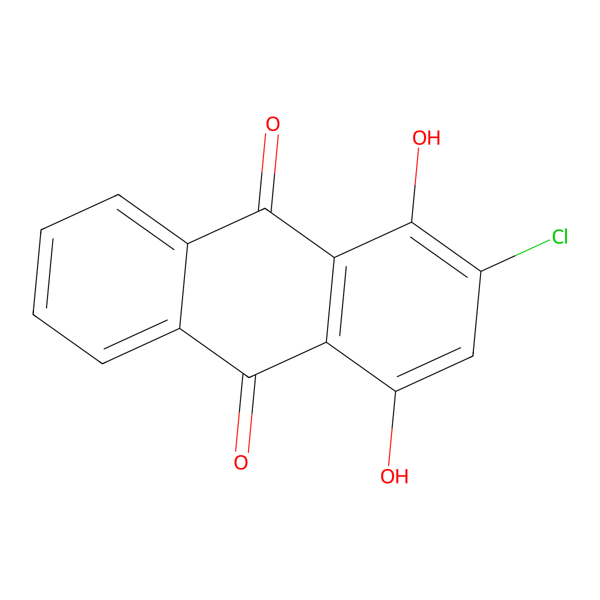 9,10-Anthracenedione, 2-chloro-1,4-dihydroxy- molecular structure, CAS 81-53-8